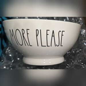 Rae Dunn White Ceramic Bowl with Black Text - MORE PLEASE